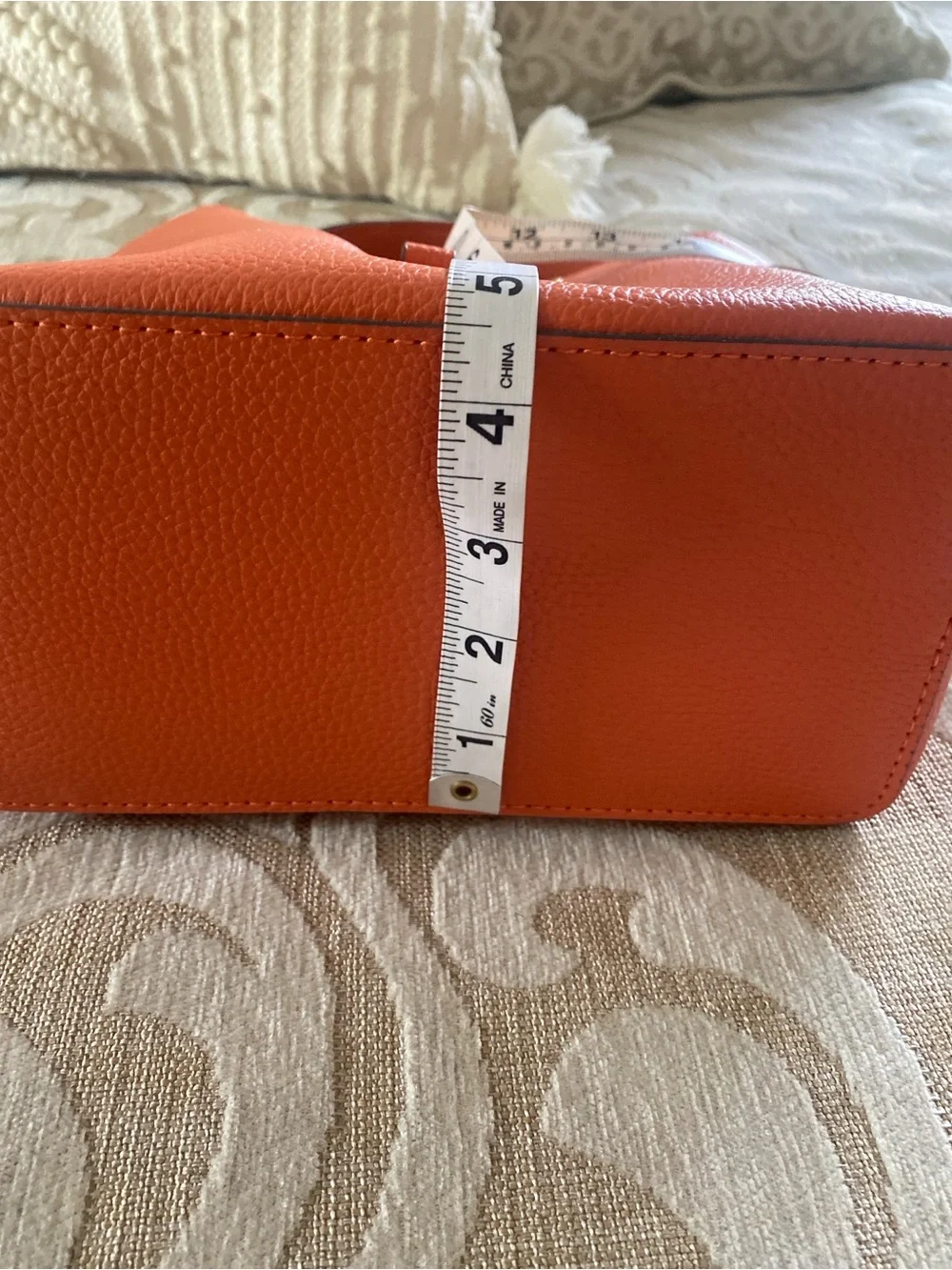 Nanette Lepore Orange Pebbled Bucket Bag Top Handle Purse